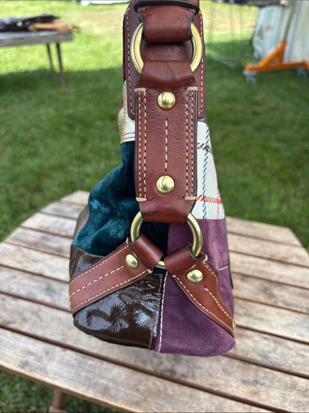 Coach Patchwork Shoulder Hobo in Multi-Tone Leather and Fabric - Picture 3 of 8